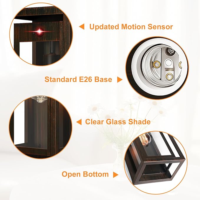 15 Motion Sensor Classic Outdoor Light Fixture Wall Mount 3 Lighting Modes Waterproof Anti-Rust Wall Sconces 2 Pack Exterior Lighting Fixtures for Front Door Porch Garage