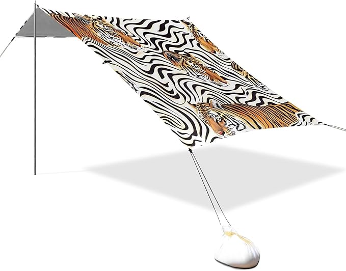 Tigers Camping Sun Shelter Beach Tent Portable Beach Sun Shade Outdoor Canopy for Camping Trips Fishing Picnic