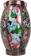 Hummingbird Solar Lanterns Glass &amp Metal Hanging Lantern Outdoor Waterproof 16 H Tabletop Light with Hollowed-Out Design for Garden Patio Table Decor Mother's Day Gift