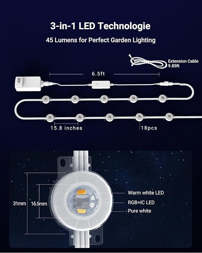 Permanent Outdoor Lights 100ft RGBICWWPW Christmas Lights with 72 Triple-LED IP67 Waterproof 45lm Tunable White for Christmas Decorations Daily and Holiday Works with Alexa Google Assistant
