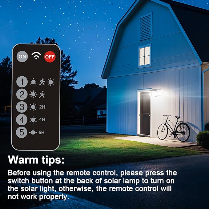 EMANER Solar Motion Lights Outdoor | Remote Control Brightest Flood Light Outside Dusk to Dawn Waterproof Solar Security Spot Lights 5 Modes for House Wall Mount Backyard Garden 2Pack
