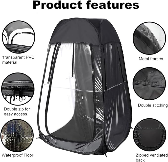 Weather Pod 1 Person Sports Pop Up Pod Tent with Transparent Windows Protection Cold Wind and Rain for Outdoor Sports Fishing Camping