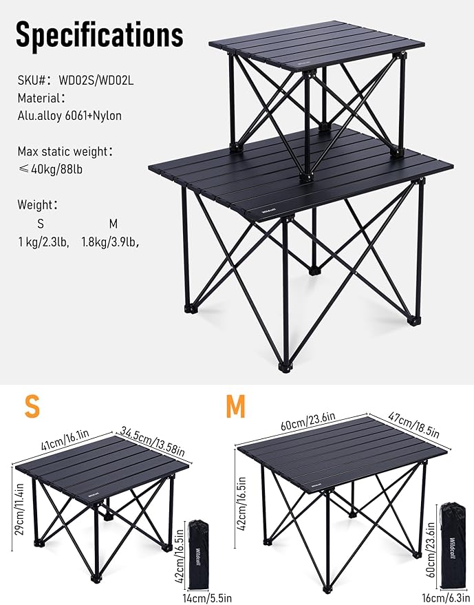 WildCall Ultralight Camping Table Compact Aluminum Folding Beach Table with Carry Bag for Outdoor Picnic BBQs and Cooking