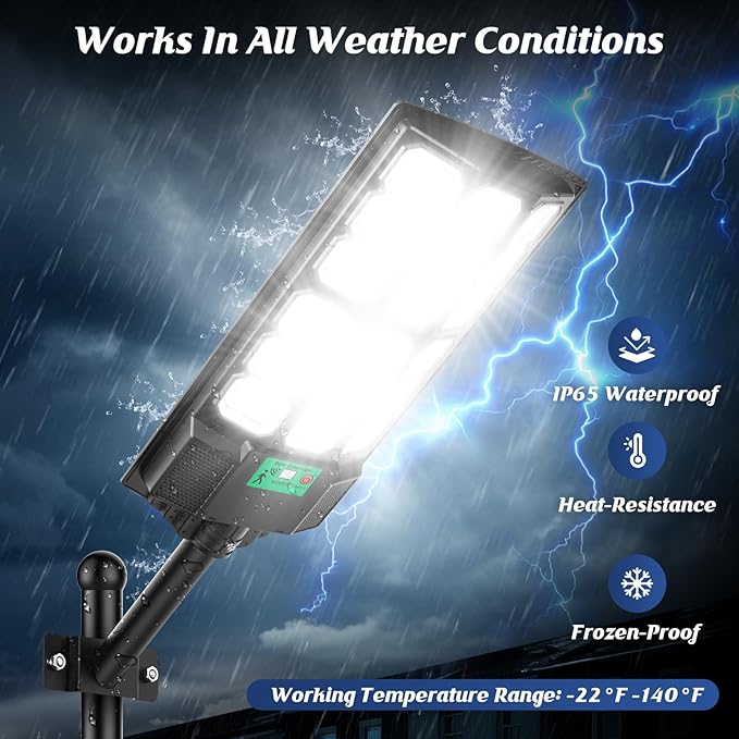 17 Solar Street Lights Outdoor Waterproof 36000LM 6500K Dusk to Dawn Solar Flood Light Motion Sensor Solar-Powered Light with Remote Control Commercial Area Lighting for Outside Parking Lot 2-Pack