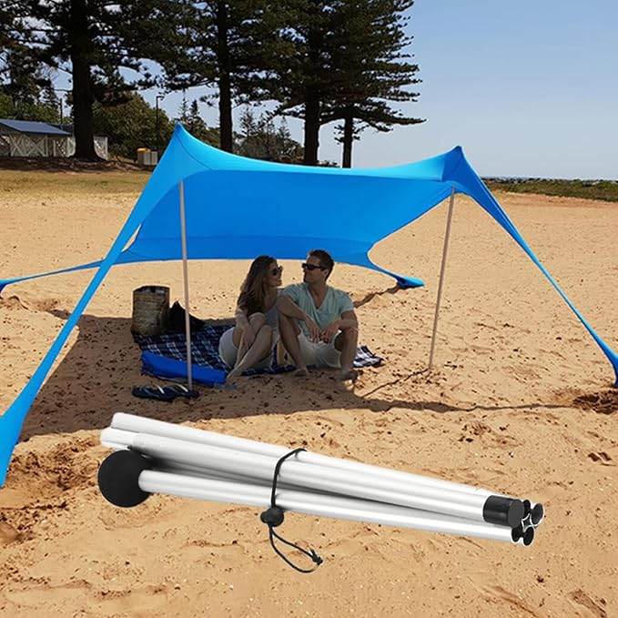 QINGFAN 2Pcs Folding Beach Tent Poles Light Weight Canopy Poles Adjustable Length Outdoor Awning Poles