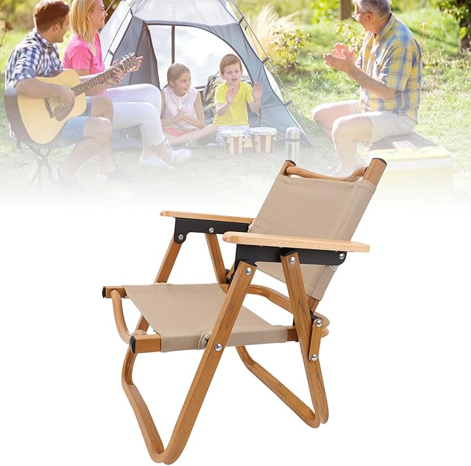 Kids Camping Chair Stylish Foldable Camp Chair for Children Under 6 Years Old for Travel Camping Garden Lawn | Aluminum AlloyWoodCanvas