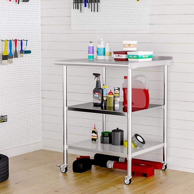 Stainless Steel Undershelf 30x30 Inches for Commercial Work Table - Bottom Shelf Add-On Extra Storage for NSF Kitchen Restaurant Café Bakery or Food Prep Stations