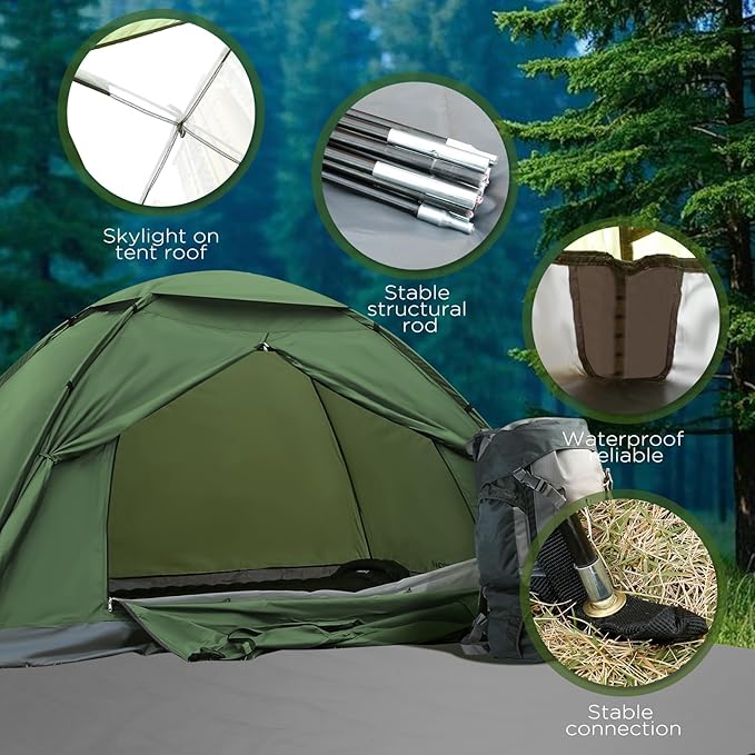 1/2/4 Person Camping Tent - Lightweight Backpacking Tent Waterproof Windproof Easy Setup Hiking Tent Suitable for Outdoor Family Camping Hunting Mountaineering Travel