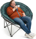 Oversized XXL Folding Round Camping ChairSuper Comfy Padded Moon Camp ChairsHeavy Duty Supports 200 Kg Outdoor Lawn Chairs for AdultsPerfect for IndoorFamily CampingHikingPicnics and Garden