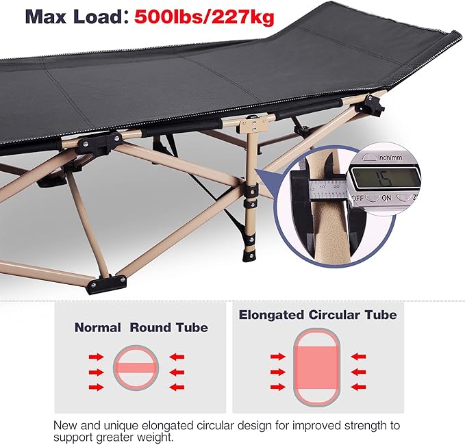REDCAMP Folding Camping Cots for Adults Heavy Duty 28 Extra Wide Sturdy Portable Sleeping Cot Black 2-Pack