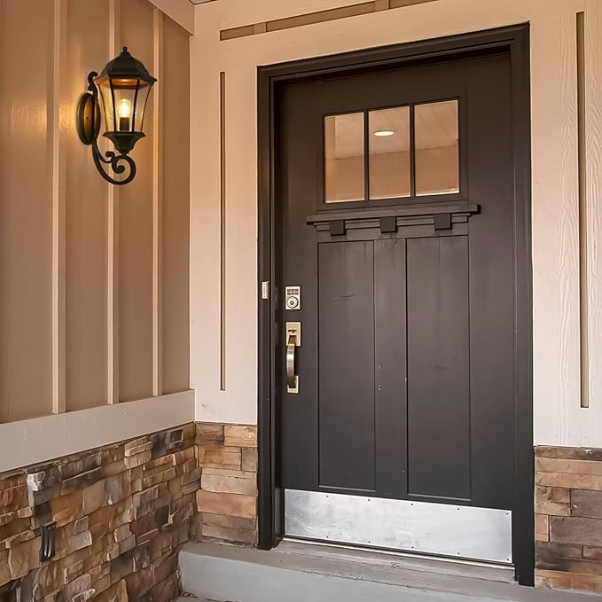 19.5in Large Outdoor Wall Light Fixture for Porch Bronze Aluminum Exterior Door Lantern Light with Wall Mount Outside Wall Sconce with Clear Seeded Glass
