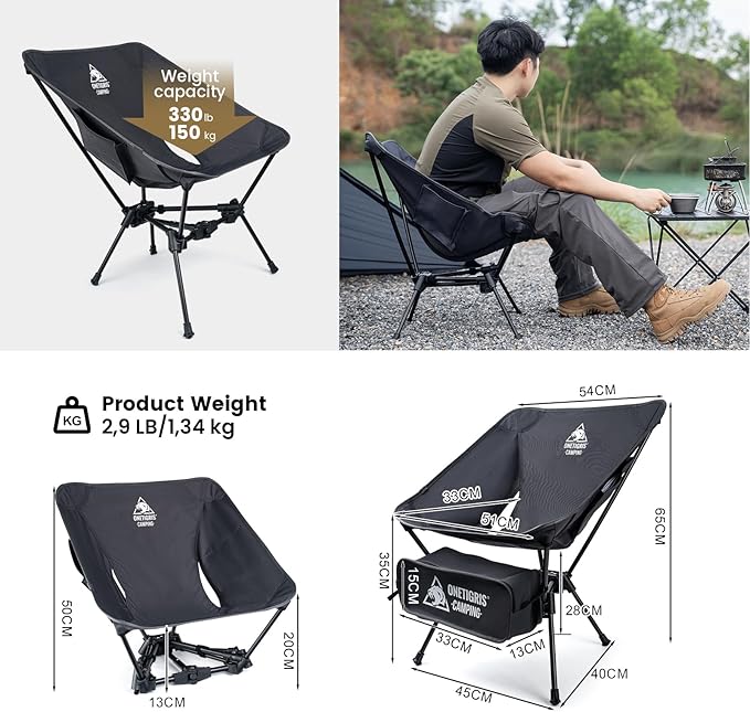 ONETIGRIS Tigerblade Camping Chair Lightweight Folding Backpacking Hiking Chair Compact Portable 330 lbs Capacity