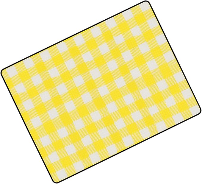 Waterproofs Foldable Picnic Mat - Thick Camping Blanket with Yellow Grid Pattern for Outdoor Activities Like Picnics Camping and Beach Trips