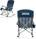 Picnic TIME Personalized Outdoor Rocking Camp Chair Custom XL Heavy Duty Camping Chair for Adults (Navy Blue)