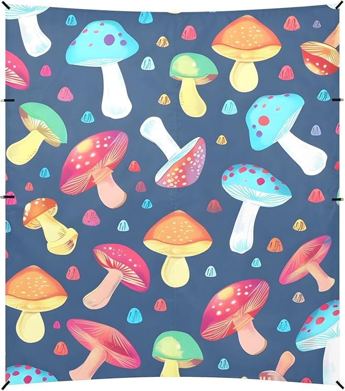 Colorful Mushrooms Camping Sun Shelter Beach Tent Portable Beach Sun Shade Outdoor Canopy for Camping Trips Fishing Picnic