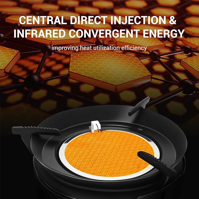 Camping Stove 3600W Portable Backpacking Stove with Piezo Ignition Fuel Canister Adapter Windproof Gas Stove for Camping Hiking Outdoor Cooking