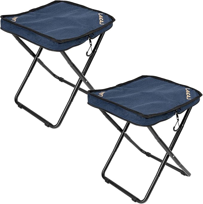 Camping StoolPortable Folding Compact Stool for Outdoor CampHikingPicnic Fishing600D Oxford Cloth Durable Aluminum Frame (Navy 2 Packs)