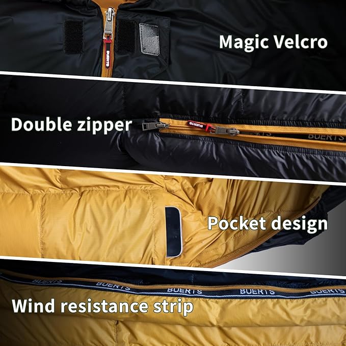 Down Sleeping Bag for Adults Cold Weather Ultralight &amp Compact 680FP Backpacking Sleeping Bag for Camping Hiking Mountaineering