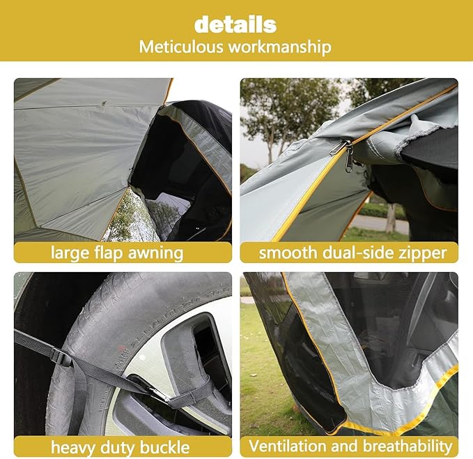 SUV Tent Car Awning UPF 50++ with Portable Waterproof Storage Bag Tear-Resistant Large Space Good Vision Smooth Ventilation Suitable for Outdoor Beach Camping Auto Canopy Shade…