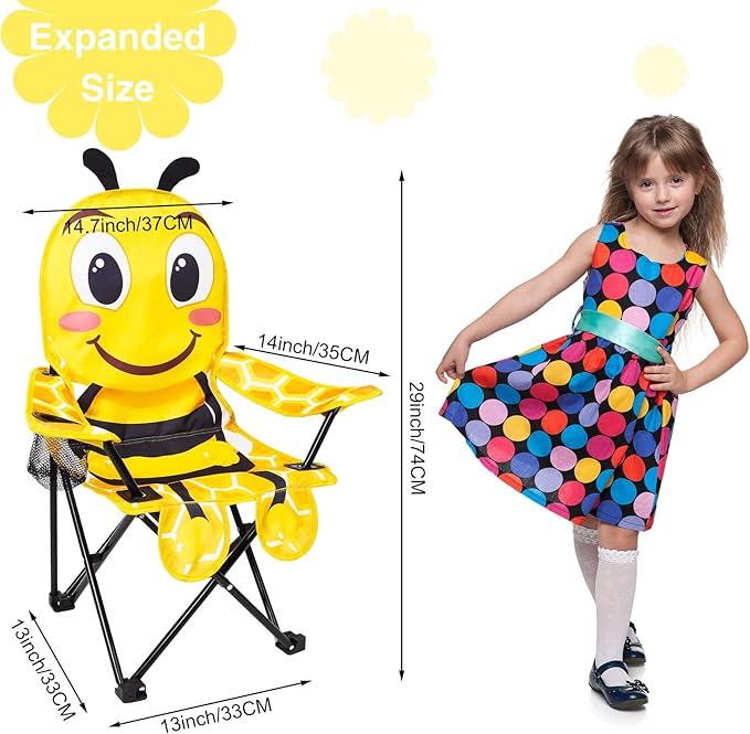 KABOER Kids Outdoor Folding Lawn and Camping Chair with Cup Holder and Carrying Bag Children's Camping Chairs