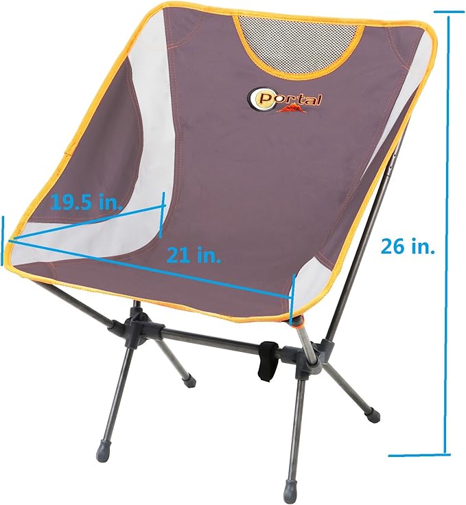 Portal Lightweight Portable Backpacking Chair Small Folding Compact Camping Chairs for Adults Outdoor Lounge Chairs with Carry Bag for Travel Hiking Beach Picnic Lawn Supports 225lbs