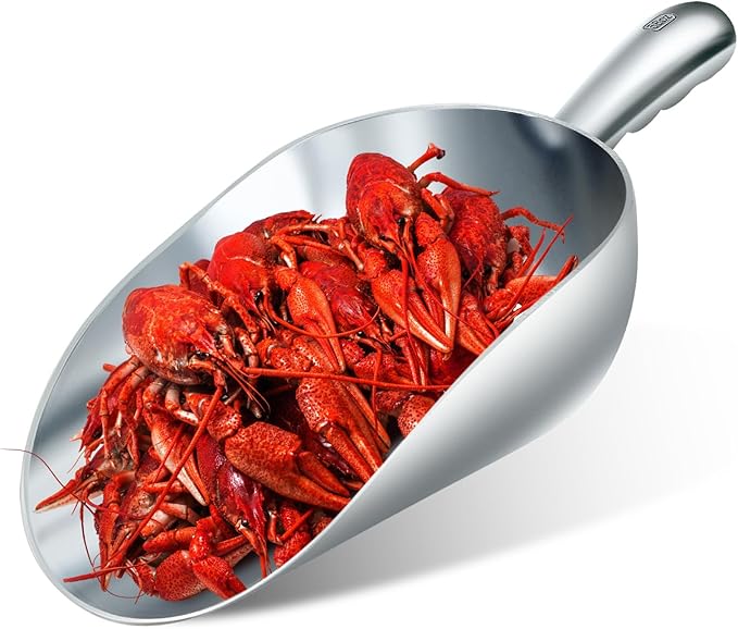 58-ounce Metal Ice Scoop Large Crawfish Scoop Aluminum Utility Scooper Round Bottom Crawfish Boil Party Supplies Accessories for Pet Food Rock Salt Seafood Cat Litter Kitchen Bar Ice Machine
