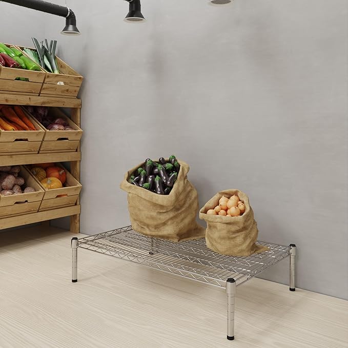 24''W x 36''L x 8''H Chrome Plated Wire Dunnage Rack | Off The Floor Storage