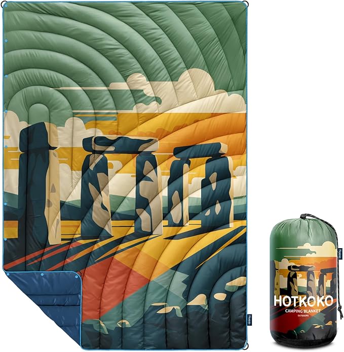 Camping BlanketPuffy Printed Camp Blankets Lightweight Packable for Outdoor CampingTraveling Stadium Hiking Picnics