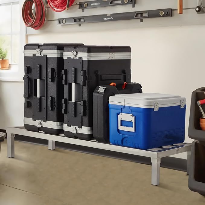 VEVOR Aluminum Dunnage Rack 48” x 20” Commercial Food Floor Rack 8” Off the Floor 1800 lbs Capacity All-Welded Aluminum Storage Rack for Storage in Restaurants Kitchens Garages and Vehicles