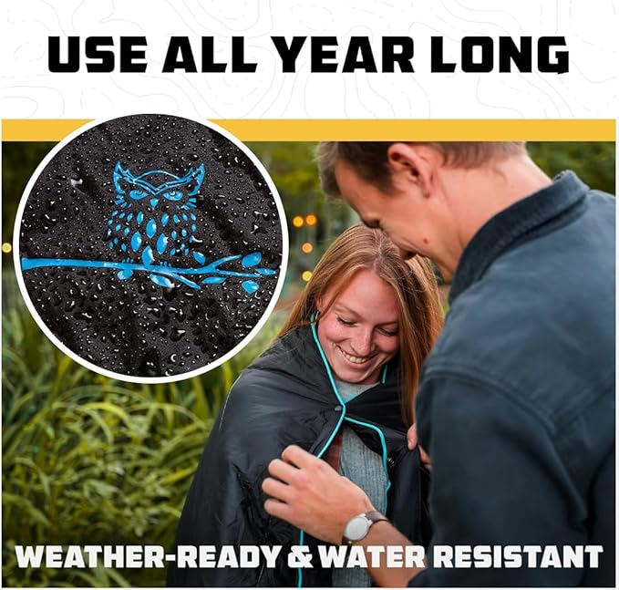 Wise Owl Outfitters Outdoor Camping Blanket – Lightweight Packable Puffy Quilt for Backpacking Hiking &amp Travel – Warm Water Resistant Blanket for Cold Weather Camping