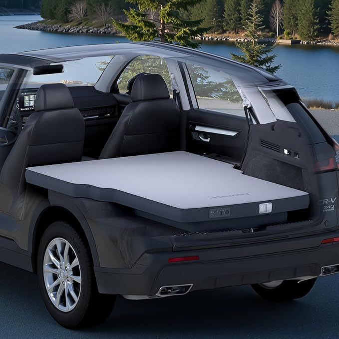 AutoLevel 4” Foam SUV Air Mattress for Honda CRV – Flat Backseat Camping Bed with Built-in Pump Slope-Cancel Design Waterproof TPU Surface – Ideal for Road Trips &amp Car Sleeping (CR-V Hybrid)