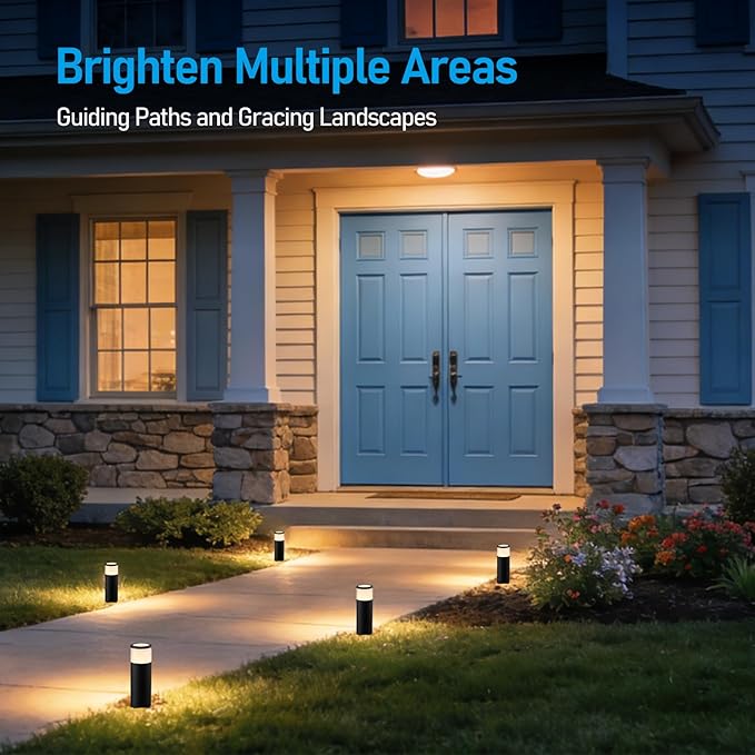 LEONLITE RGB Low Voltage Path Lighting 4.5W LED Landscape Bollard Pathway Light Landscape Lights Outdoor for Yard 7 Color Change Die-Cast Aluminum IP65 Waterproof Pack of 4