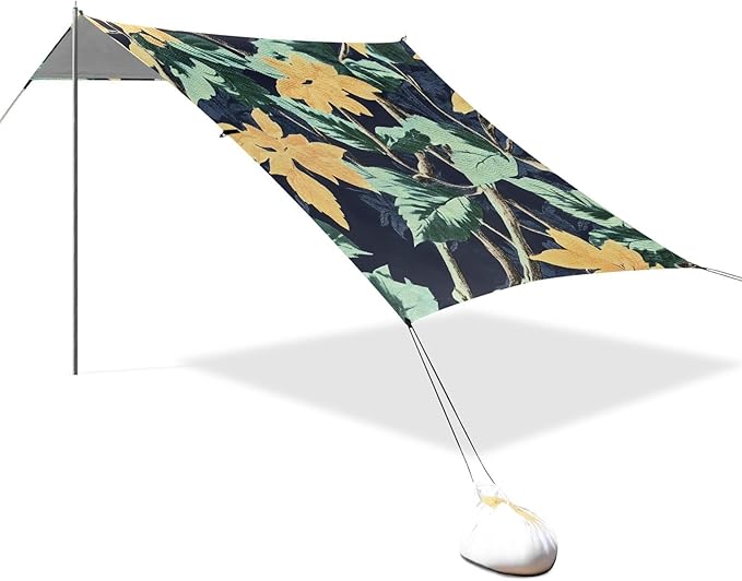 Bolaz Beach Canopy Tent Sun Shade9'×10.5' Large Family Beach Shade UPF50+- Outdoor Shade for Camping Trips FishingTropical Leaves Pattern