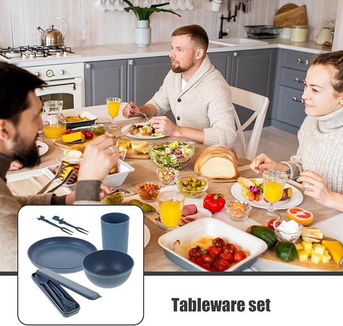 STOBAZA 1set Compact Cutlery with Box Lunch Box Utensil Includes Fork Spoon Chopsticks and Food Bowl for Outdoor Picnics Camping and Travel