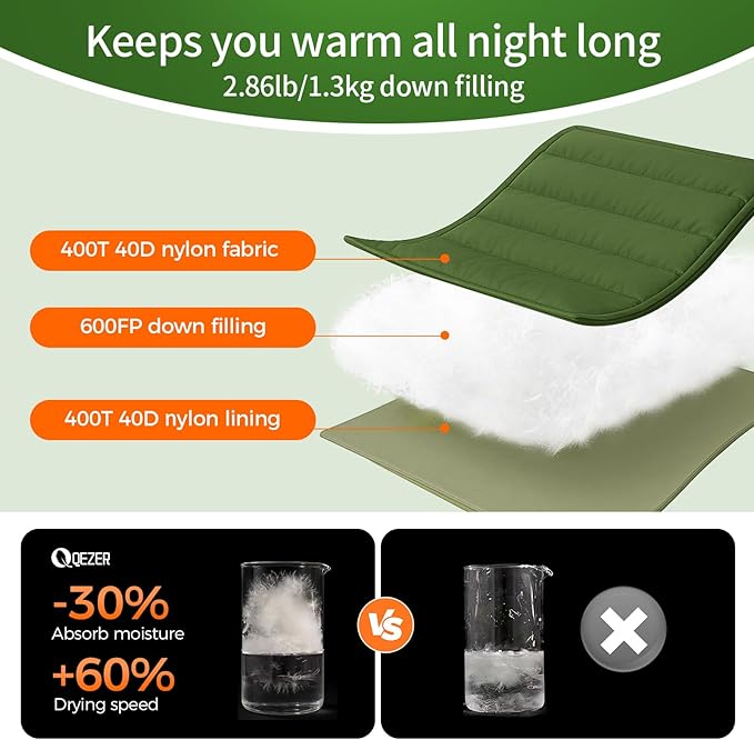 XL Sleeping Bag-600 Fill Power Down Sleeping Bag for Adults Ultralight Ideal for Backpacking Camping Hiking