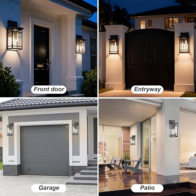 3 Lights Outdoor LED Wall Light Fixtures for Porch5CCT Brass Black Outdoor Wall Sconce LightsLED Integrated Bulbs Hanging Lantern LightsExterior Lighting Fixtures for PatioGarage