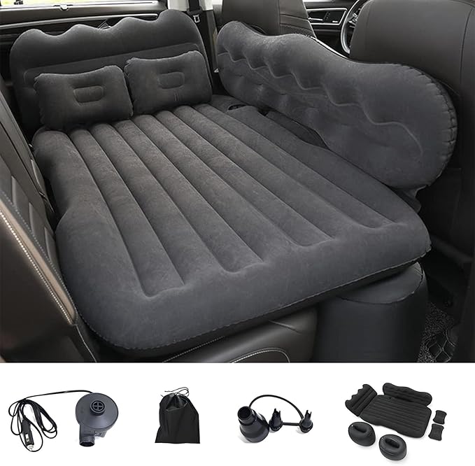Inflatable Car Air Mattress for Ford F-150 2020-2023 Back Seat Portable Travel Bed Comfortable Sleeping Pad Camping Couch Flocking