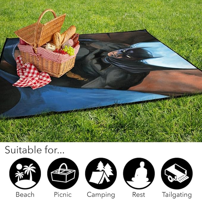LOGOVISION Batman Blue Outdoor Blanket for Picnic Beach Camping Park Tailgate 50x60