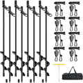 8 Pack Screw-in Tent Stakes 17.7 Heavy Duty Spiral Ground Anchors (8mm Solid Steel 1.5 Helix) w/ 8×8ft Ratchet Guy Lines M12 Wrench &amp Bag for Camping Tents Canopies Tarps Beach Sand