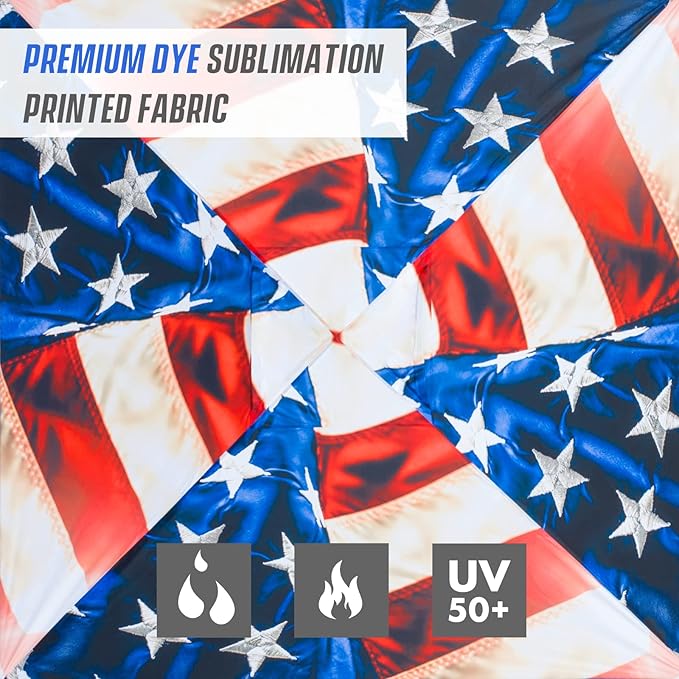EAGLE PEAK 8x8 Pop Up Canopy Tent with Sidewall Compact Portable Slant Leg Instant Sun Shelter for Beach Sports &amp Camping 8x8 Base 6x6 Top Stars and Stripes