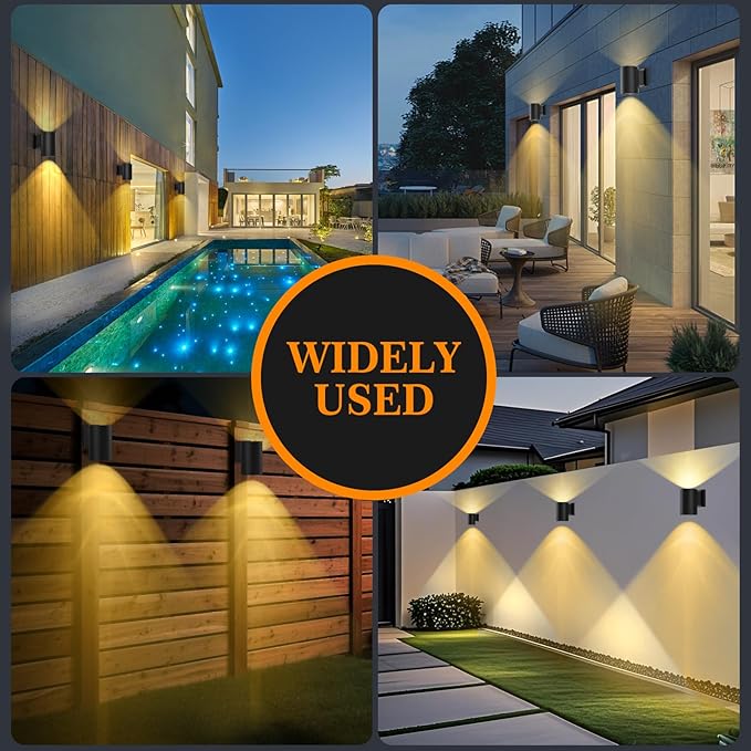 Solar Wall Lights Outdoor 2 Pack Up and Down Lighting Solar Wall Sconce Dusk to Dawn Warm White LED IP65 Waterproof Exterior Decorative Lights for Porch Patio Fence Garage Garden