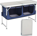 WEI WEI GLOBAL Outdoor Folding Table - Camping Table with Storage Compartment - Lightweight Aluminum Table - White