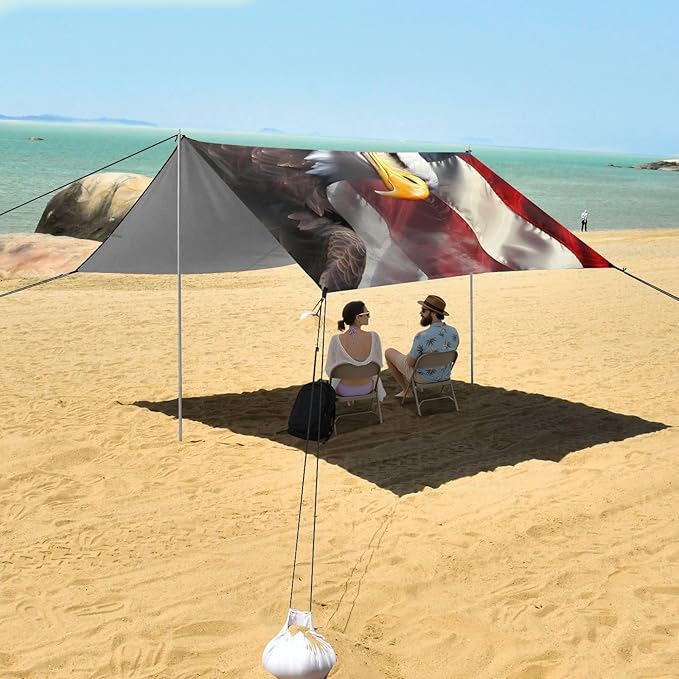 American Flag EagleCamping Sun Shelters 9.2 x 10.5 FT Beach Canopy Tent Sun Shade with Carrying Bag for Camping Trips Fishing Backyard Fun or Picnics 21340999