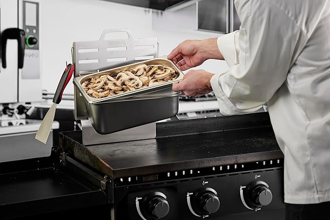 Chef Master Steam Pan Insert for Griddle Shelf Set – Fits 1/3 1/6 &amp 1/9 Steam Pans - Keeps Your Ingredients in One Place - Grill Accessories For Restaurants Diners &amp Food Trucks - Fits 90260