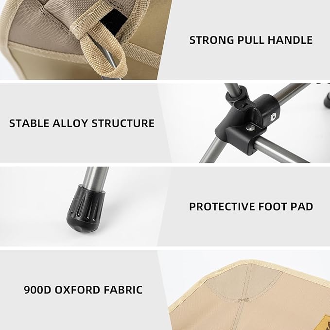 Backpacking Chair Portable Folding Camp Chair Compact Foldable Chairs Ultra Lightweight Outdoor Balcony/Garden/Travel/Party/Fishing Chair with Storage Bag