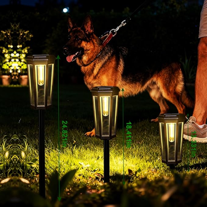 2 Pack Solar Pathway Lights Outdoor Waterproof (IP65) with 2-in-1 Lighting Modes Warm White LED for Yard Lawn Garden Patio &amp Landscape