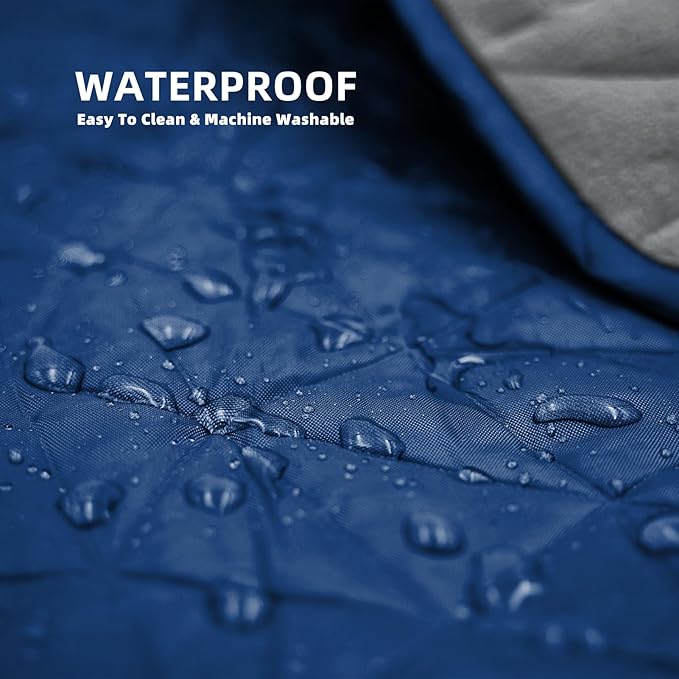 Large Outdoor Waterproof Blanket Extra Thick Fleece Stadium Blanket for Camping Car Pet Picnics - Windproof Wearable Machine Washable 80 x 58 (Dark Blue)