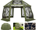 VEVOR Pop up Gazebo Screen Tent 13 x 13 ft 13-Sided Spherical Camping Canopy Tent with Removable Top &amp Carry Bag Quick-Set &amp Bite-Proof Screen House Sun Shelter for 10-12 Persons Green