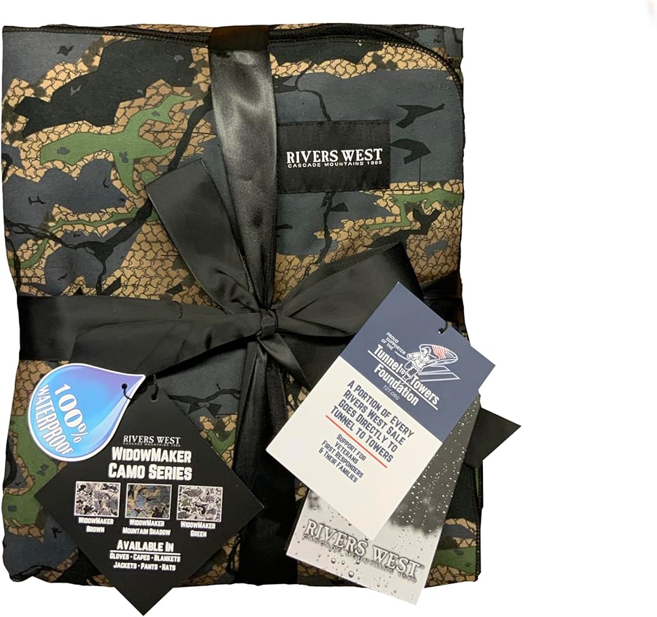 Rivers West Waterproof Blanket for Indoor and Outdoor Use 4 Way Stretchable Durbale and Packable (Widowmaker Shadow 60x72)