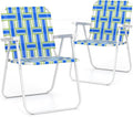 Giantex 2-Pack Lightweight Folding Camping Chairs 330 LBS Beach Chairs with Armrests No Assembly Needed Portable Webbed Lawn Chair for Picnic Fishing Patio Yard Outdoor Events Blue